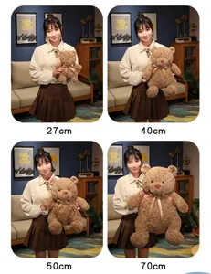 Cute ribbon teddy bear plush toy fluffy stuffed animal doll soft gift for kids 4 sizes available