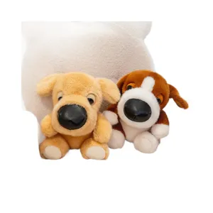 Cute plush dog toys set, soft stuffed animal dolls with big nose, perfect gift for kids.