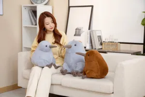 Cute kiwi bird plush toy, soft stuffed animal doll pillow, perfect gift for kids and home decor.