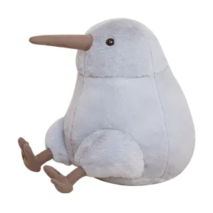 Cute grey kiwi bird plush toy soft stuffed animal doll pillow for kids gift home decor.