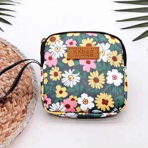 Waterdichte draagbare bloemenbedrukte mini cosmetische tas opberg-organizer voor dagelijks uit