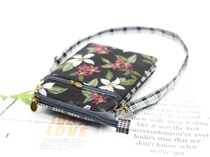 Floral cotton crossbody mobile phone bag multi-layer storage small purse detail showcase