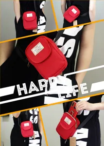 Borsa a tracolla in nylon da donna, borsetta porta cellulare rossa minimalista e chic.