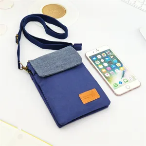 Casual Canvas Crossbody Phone Bag Solid Color Mini Shoulder Bag for Women Daily Use