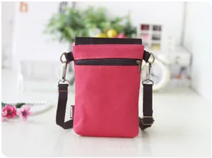 Canvas crossbody bag for 6-inch phone, casual retro messenger bag with leather flap.