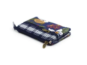 Floral multi-layer cotton coin purse fabric zipper pouch small wallet for women bag stylish