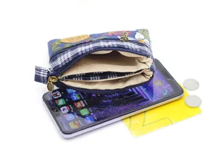 Multi-layer floral cotton coin purse, fabric zipper mini wallet for women and girls daily use storage.