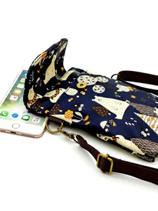Waterproof laminated crossbody phone bag with cute bear floral print for women, multi-layer.