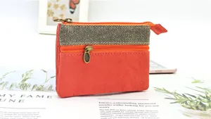 Piccolo portamonete in tela con zip, borsa di conservazione unita portatile e pratica.