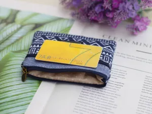 Cotton and linen denim double zipper coin purse, compact and practical small bag for daily use.