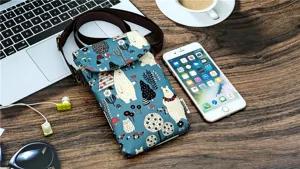 Waterproof cross-body phone bag with cute bear pattern, multi-layer design for women daily use.