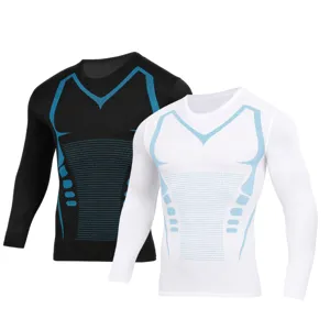 Maglia compressione manica lunga uomo fitness sport top atletico asciugatura rapida palestra