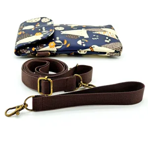 Waterproof Laminated Crossbody Phone Bag with Adjustable Brown Strap for Women