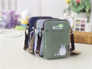 Borsa a tracolla in tela Totoro carina mini borsa a spalla portamonete casual da donna.