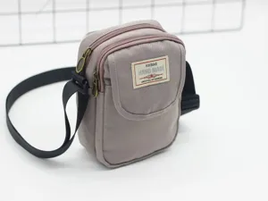 Mini borsa a tracolla in nylon da donna, borsa porta cellulare casual con cerniera