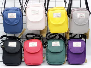 Borsa a tracolla in nylon multicolore da donna, elegante borsetta per cellulare pratica.