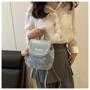 Sac à dos tendance couleur contrastée, cartable style collège, sac de voyage polyvalent pour femme