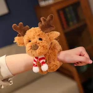 Cute Elk Fox Plush Slap Bracelet Stuffed Animal Wristband Christmas Gift Soft Toy