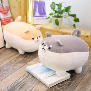 Cute Corgi Shiba Inu plush toy loaf pillow, soft stuffed dog doll sleeping companion gift for girls.