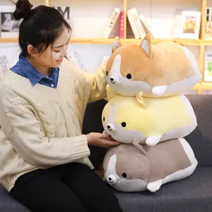 Douce peluche Corgi en peluche oreiller de chien mignon dessin anime poupee pour les filles
