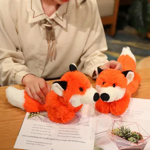 Cute orange fox plush slap bracelet toy, soft stuffed animal wristband for kids gift.