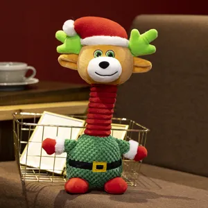Schattig kerst pluche rendier speelgoed met uitrekbare lange nek, feestelijk decoratiecadeau.
