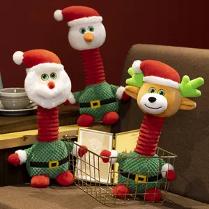 Kerst pluche speelgoed uitrekbare nek Kerstman sneeuwman rendier feestelijke decoratie