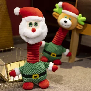 Mooi kerst pluche speelgoed telescopische nek Kerstman rendier pop decoratie cadeau