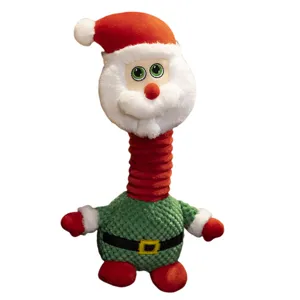 Kerstman pluche knuffel met rekbare lange nek, feestelijke decoratie ornament voor de kerst.