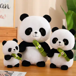 Cute Giant Panda Plush Toy Stuffed Animal Soft Doll Bamboo Flower Design Hugging Panda Toy Kids Gift Home Decor