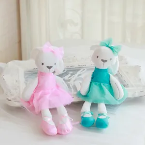 Cute plush rabbit doll with ballet dress, soft stuffed toy for girls and kids room decor.