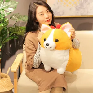 Cute short-legged corgi plush toy, soft stuffed animal pillow doll gift for kids