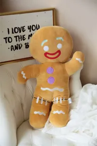 Cute gingerbread man plush toy soft stuffed doll cute companion pillow for kids gifts room decor