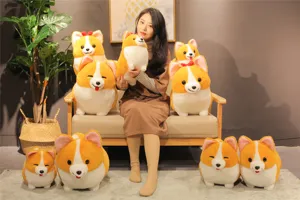 Cute plush corgi toy soft stuffed animal pillow cute dog doll for kids gift and decor