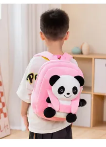 Zaino in peluche a forma di panda per bambini, borsa morbida e graziosa idea regalo rosa.