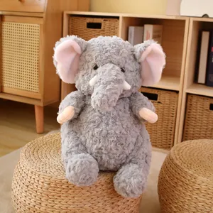 Cute gray elephant plush toy, soft stuffed animal doll for kids, perfect birthday gift.