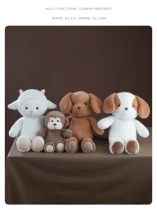 Detailed view of cute plush toys set featuring sheep, monkey and dogs, soft and huggable.