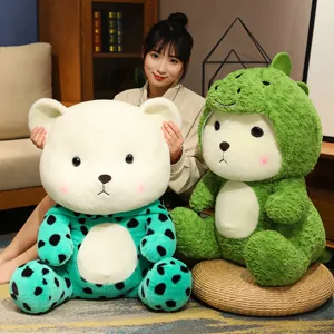 Simpatico orsetto di peluche con tutina da dinosauro, bambola morbida per bambini.
