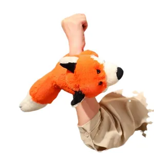 Cute plush fox slap bracelet, soft orange and white stuffed animal wristband for kids and gift.