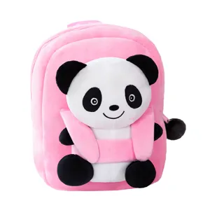 Zaino in peluche con panda carino per bambini, borsa scolastica e giocattolo morbido.