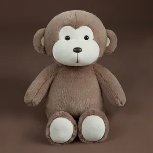 Cute brown monkey plush toy soft stuffed animal doll for kids birthday gift and room decor