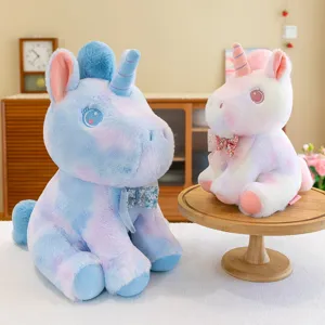 Colorful Gradient Unicorn Plush Toy Stuffed Animal Soft Cute Cartoon Doll Pillow Claw Machine Toy Gift Wholesale