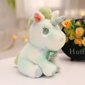 Colorful plush unicorn toy detailed view, soft stuffed animal doll for kids gift and party decor.