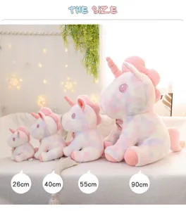Colorful rainbow unicorn plush toy doll, soft stuffed animal gift for kids wholesale.