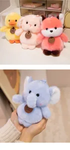 Cute animal plush toy pendant soft stuffed doll bag charm keychain gift for kids