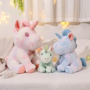 Cute pastel unicorn plush toys set, soft stuffed animal dolls for lovely kids gifts.
