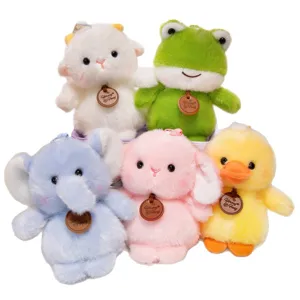 Cute animal plush toy keychain set, soft fluffy doll backpack charm and holiday gift.