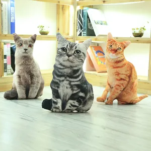 3D ρεαλιστικό μαξιλάρι βελούδινης γάτας χαριτωμένο μαλακό παιχνίδι ζώων για διακόσμηση σπιτιού