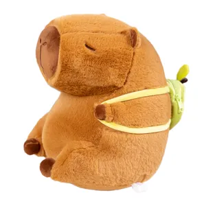 Mignon jouet en peluche capybara avec sac à dos vert poupée animale douce cadeau enfant