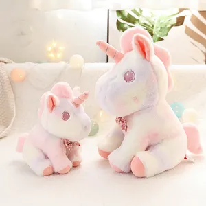 Cute colorful unicorn plush toy set, soft rainbow stuffed animal doll for children gift.